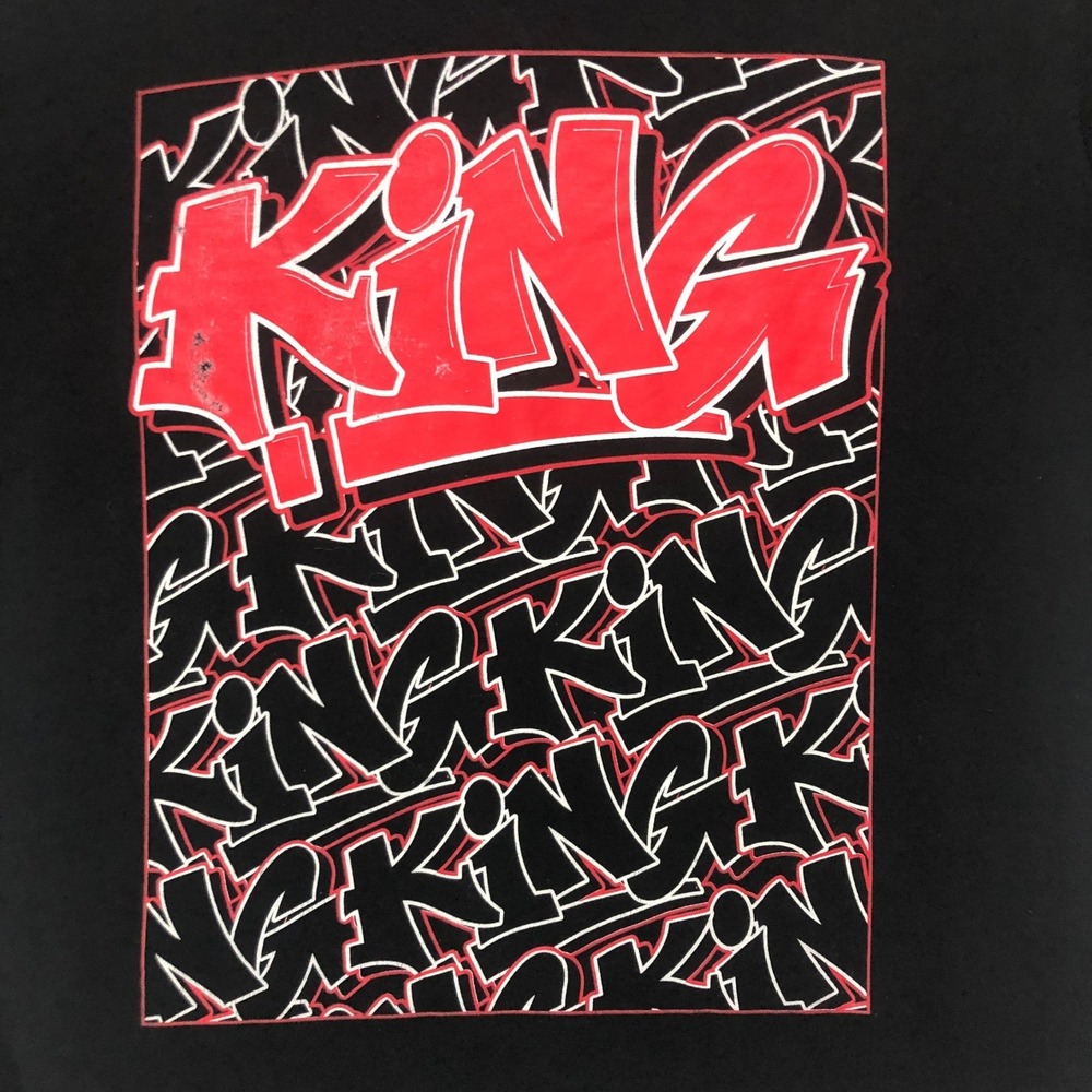 King Black Crew Neck Short Sleeve SocwaTees Graphic Print T-Shirt Men's Size L‎